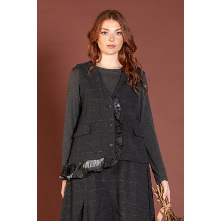 Mama B Gevda JQ Jacquard Check Waistcoat - Grey