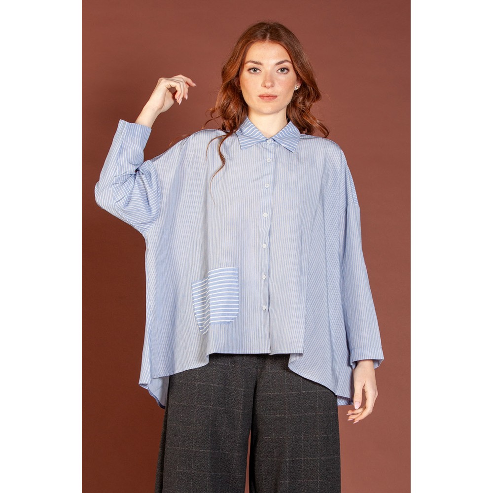 Mama B Accesa T Oversized Stripe Shirt Blue Stripe
