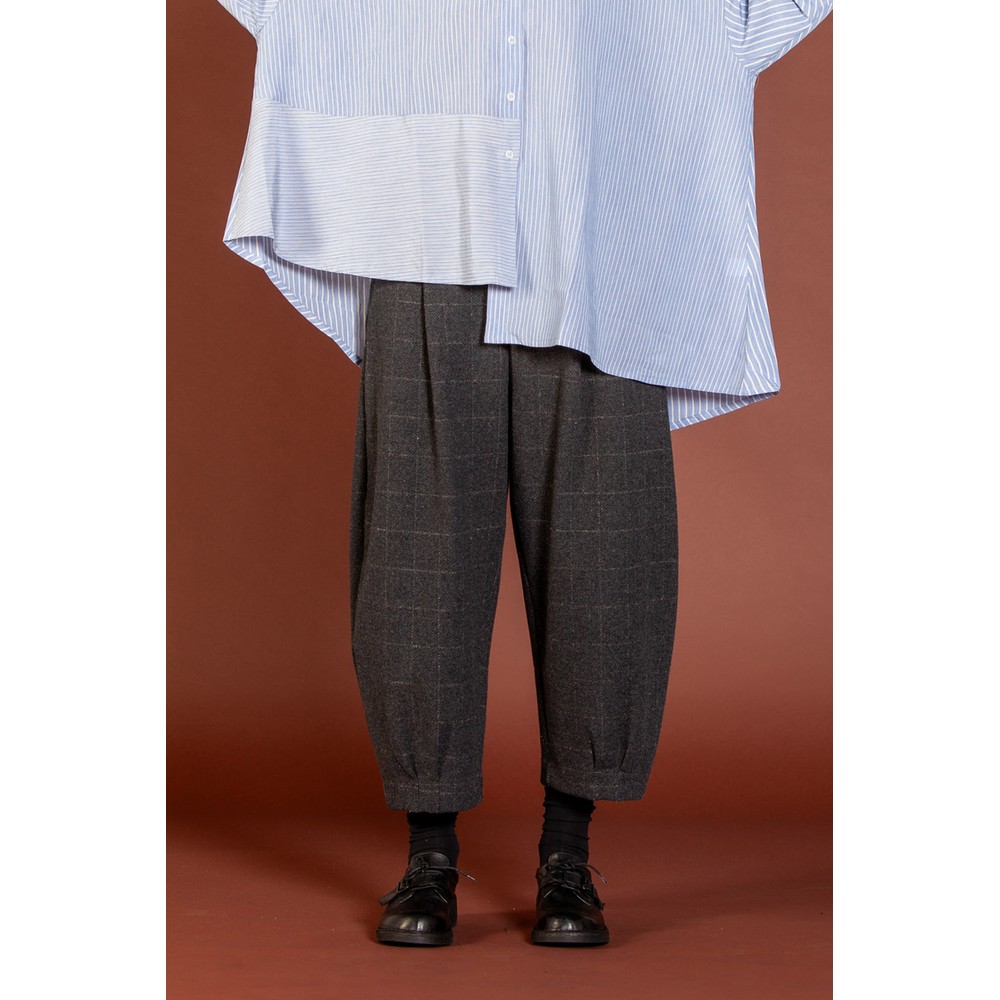 Mama B Bianco J Antracite Jacquard Check Balloon Trouser Antracite