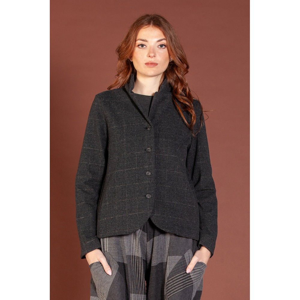 Mama B Adel J Antracite Check Jacquard Jacket Antracite