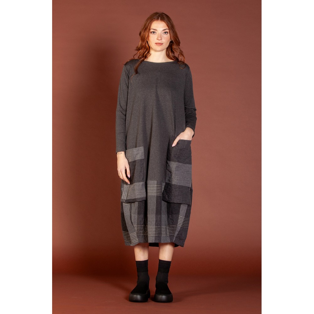 Mama B Metti Woven Check Insert Dress Antracite