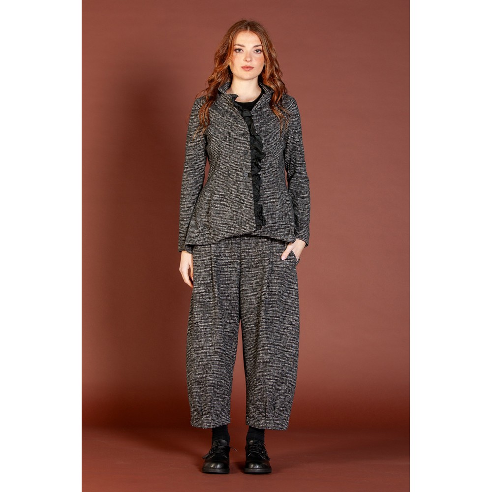 Mama B Bianco J Nero Jacquard Check Balloon Trouser Nero