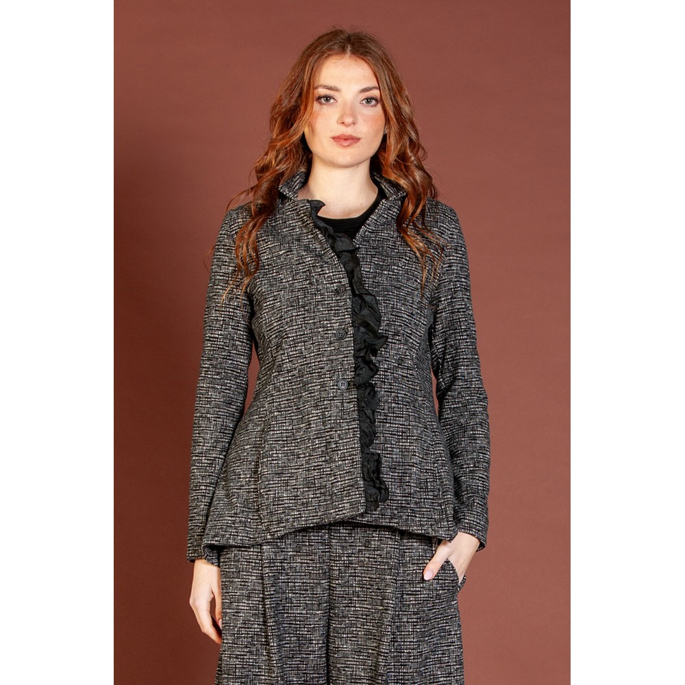 Mama B Gea JF Jacquard Frill Jacket Nero