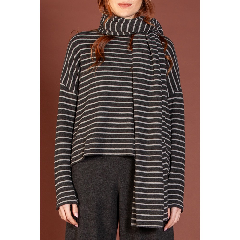 Mama B Segovia R Riga Antracite Stripe Fleece Scarf Riga Antracite