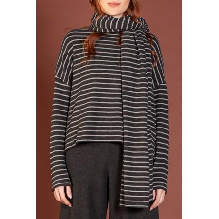 Mama B Segovia R Riga Antracite Stripe Fleece Scarf - Grey