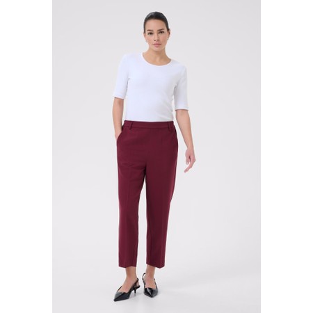 KAFFE Asakura Windsor Wine Cropped Pant Trouser - Red