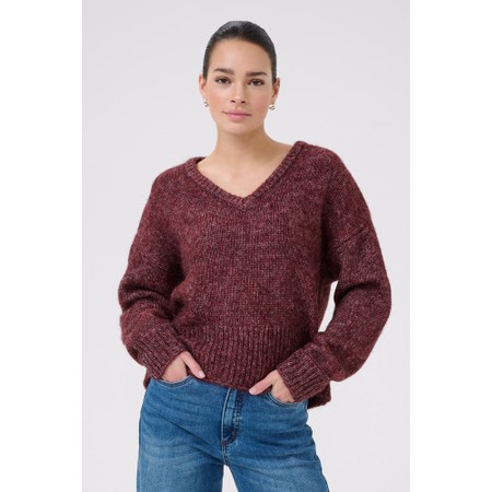 KAFFE Atrina Windsor Wine Melange Pullover - Red
