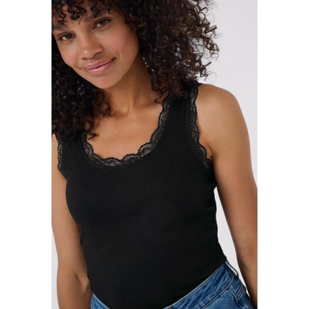 KAFFE Aomi Black Deep Vest Top - Black