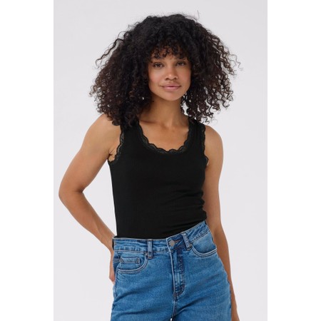 KAFFE Aomi Black Deep Vest Top - Black