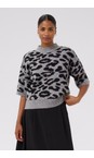 KAFFE LGM / Black Leopard Asandra Grey Leopard Print Pullover  