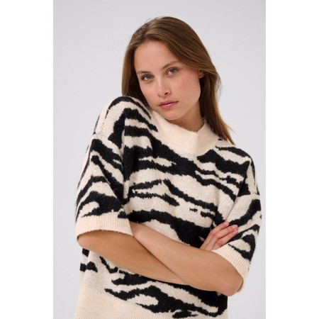 KAFFE Asandra Zebra Print  Pullover - Black
