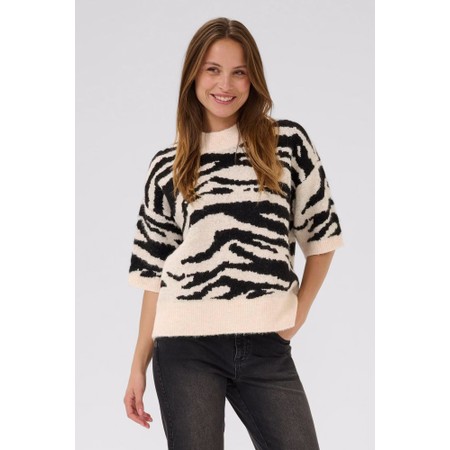 KAFFE Asandra Zebra Print  Pullover - Black