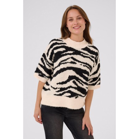 KAFFE Asandra Zebra Print  Pullover - Black