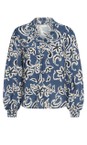 KAFFE Bering Sea / White Adahlia Long Sleeve Blouse  