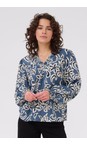 KAFFE Bering Sea / White Adahlia Long Sleeve Blouse  