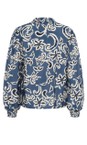 KAFFE Bering Sea / White Adahlia Long Sleeve Blouse  
