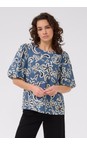 KAFFE Bering Sea / White Adahlia Short Sleeve Blouse  