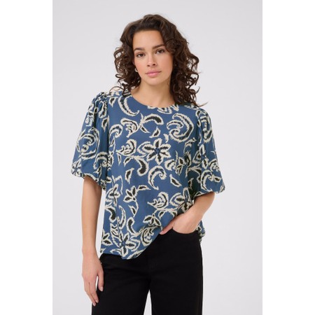 KAFFE Adahlia Short Sleeve Blouse - Blue