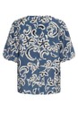 KAFFE Bering Sea / White Adahlia Short Sleeve Blouse  