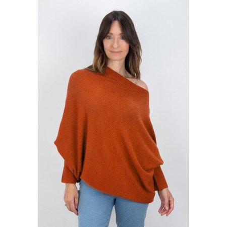 Amazing Woman Emilie Burnt Orange Asymmetric Draped Jumper - Orange