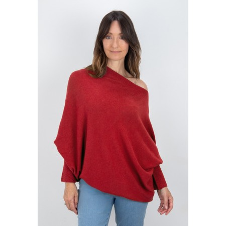 Amazing Woman Emilie Berry Red Rouge Asymmetric Draped Jumper - Red
