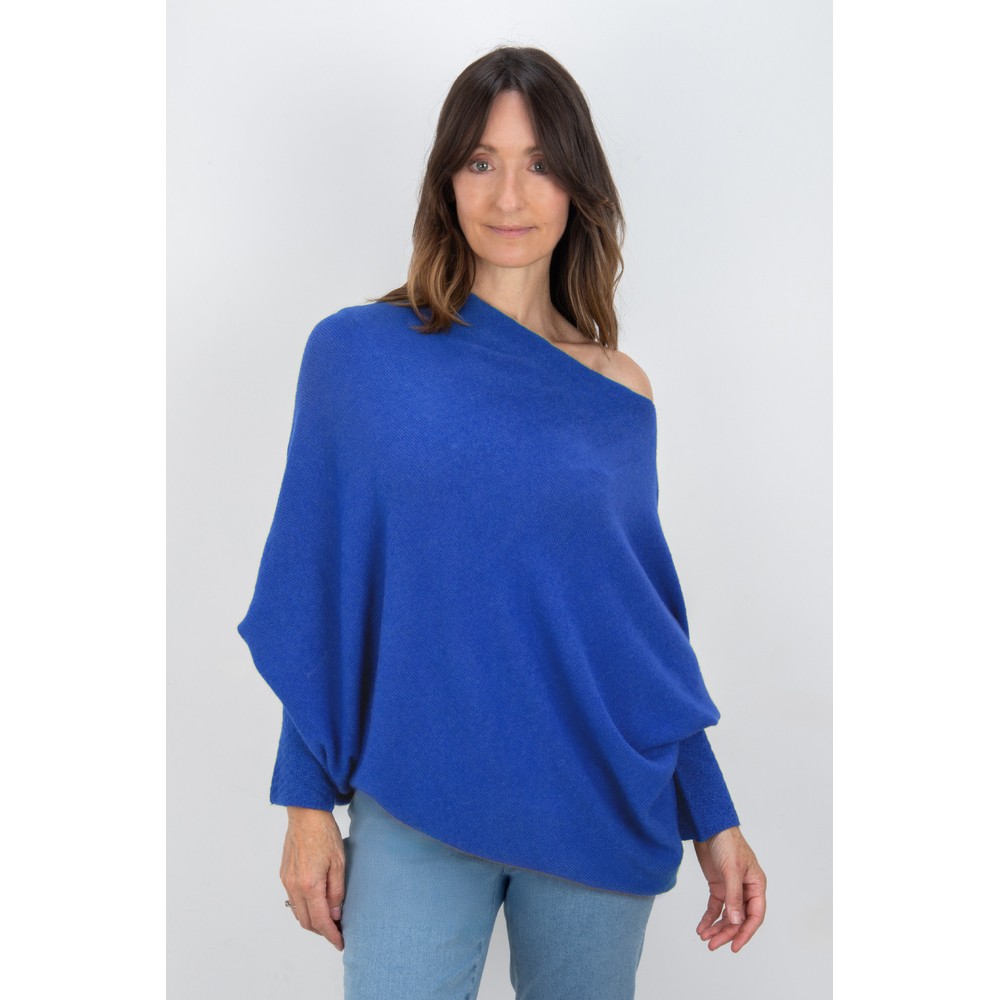 Amazing Woman Emilie Blusa Blue Asymmetric Draped Jumper Blusa Blue