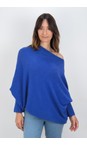 Amazing Woman Blusa Blue Emilie Blusa Blue Asymmetric Draped Jumper  
