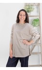 Chalk Grey / Cream Bryony X Grey/ Cream Stripe Top  