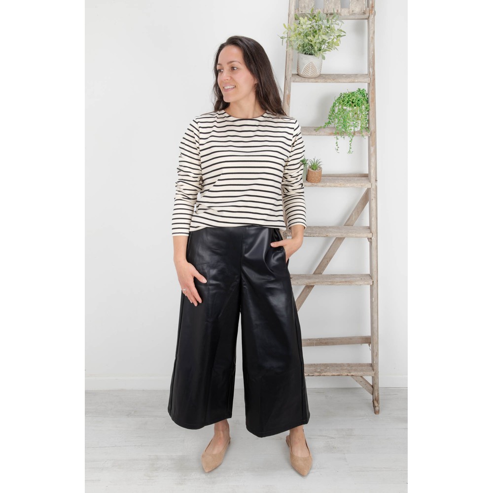 Chalk Darcy Black Faux Leather Trouser Black 