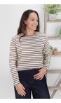 Chalk Grey / Cream Fleur Stripe T Shirt  