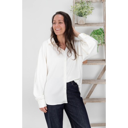 Chalk Flo Off White Satin Shirt - Off-White