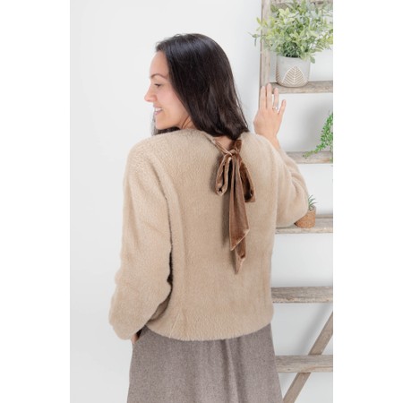 Chalk Ruby Light Tan Knit Velour Tie Jumper - Beige
