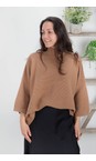 Chalk Dark Tan Vicki Cotton Dark Tan Rib Jumper  