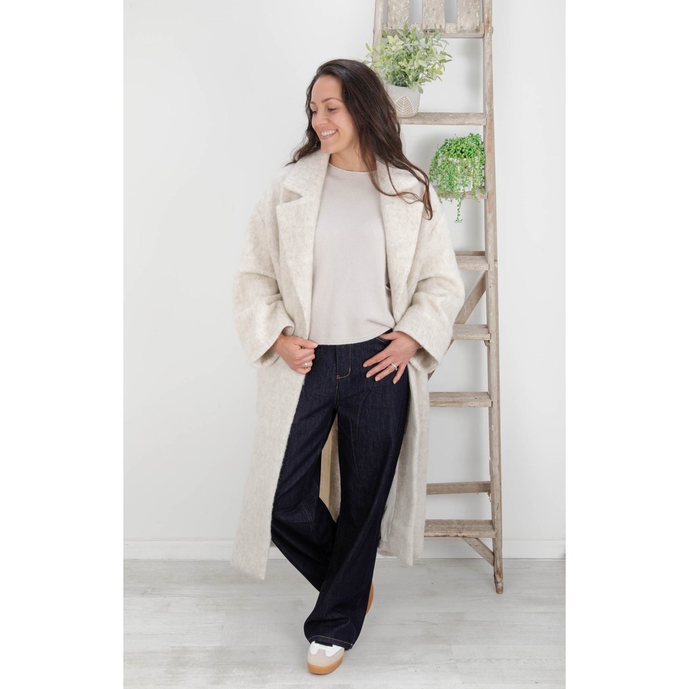 Chalk Sienna Light Beige Oversized Wool Blend Coat Light Beige