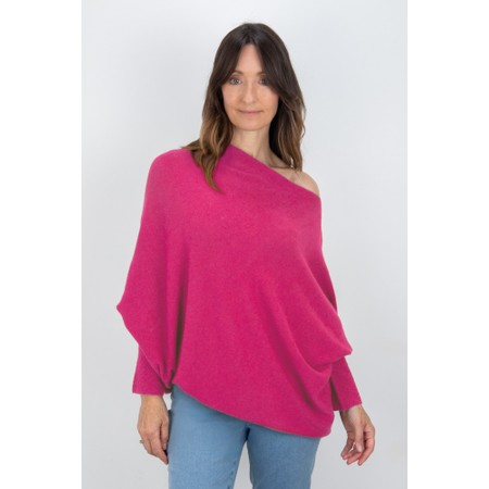 Amazing Woman Emilie Cerise Asymmetric Draped Jumper - Pink