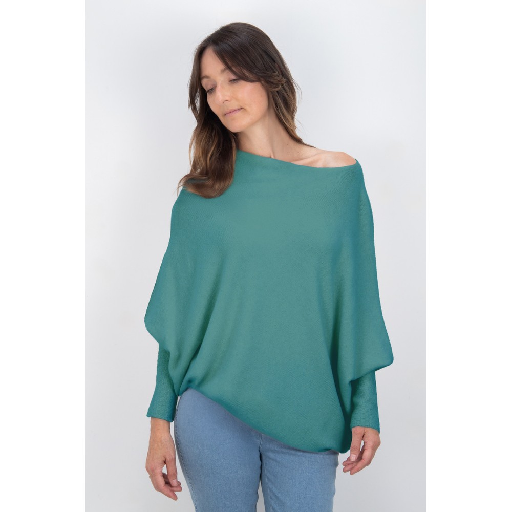 Amazing Woman Emilie Opal Asymmetric Draped Jumper Opal