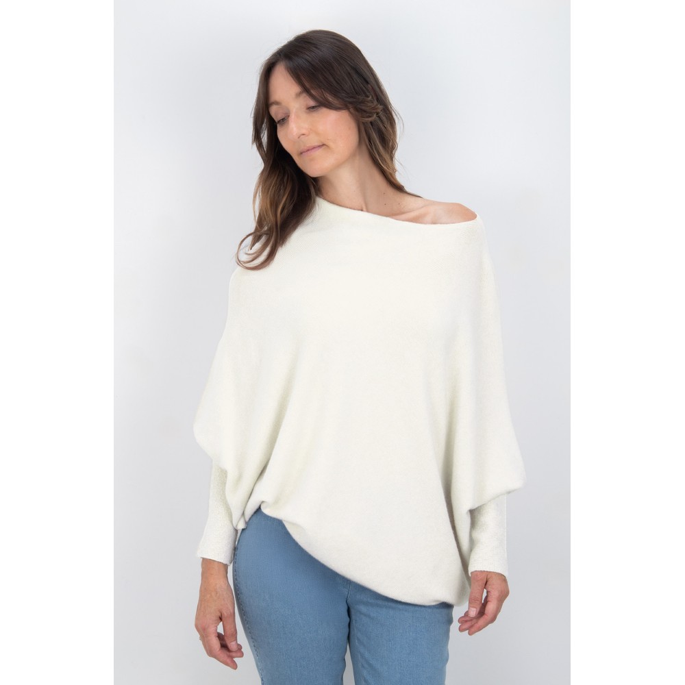 Amazing Woman Emilie Cream Asymmetric Draped Jumper Cream