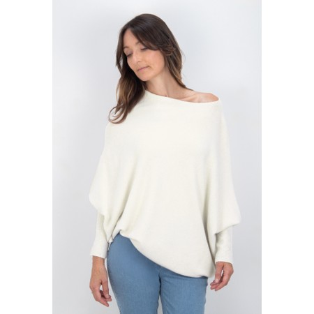 Amazing Woman Emilie Cream Asymmetric Draped Jumper - Off-White
