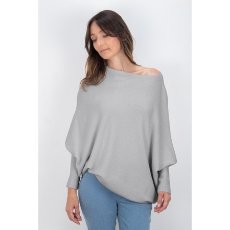 Amazing Woman Emilie Silver Asymmetric Draped Jumper - Metallic