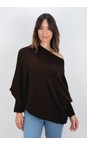 Amazing Woman Dark Chocolate Emilie Dark Chocolate Asymmetric Draped Jumper  