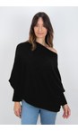 Amazing Woman Black  Emilie Black Asymmetric Draped Jumper  
