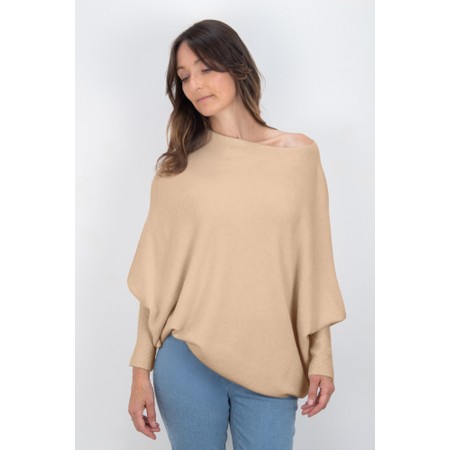 Amazing Woman Emilie Latte Asymmetric Draped Jumper - Off-White