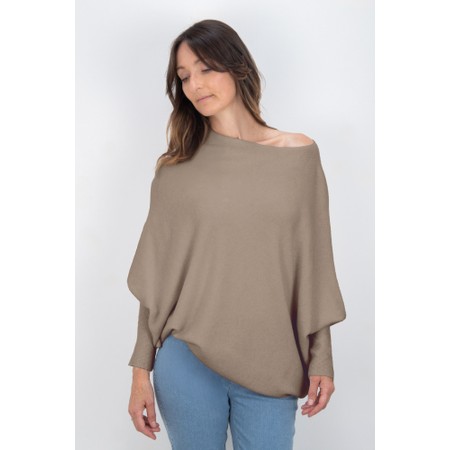 Amazing Woman Emilie Smoke Asymmetric Draped Jumper - Beige