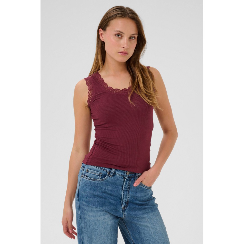KAFFE Aomi Windsor Wine Vest Top Windsor Wine