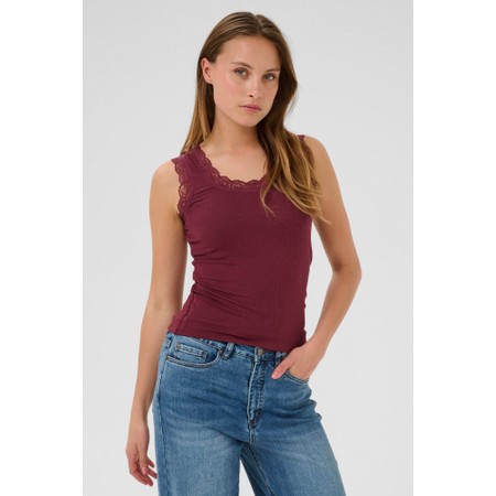 KAFFE Aomi Windsor Wine Vest Top - Red