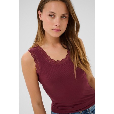 KAFFE Aomi Windsor Wine Vest Top - Red