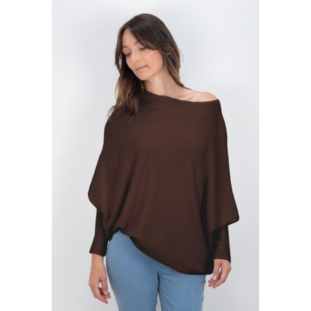 Amazing Woman Emilie Espresso Asymmetric Draped Jumper - Brown