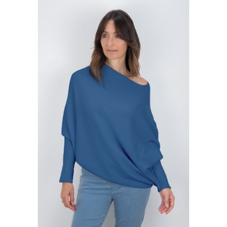 Amazing Woman Emilie Summer Blue Asymmetric Draped Jumper - Blue
