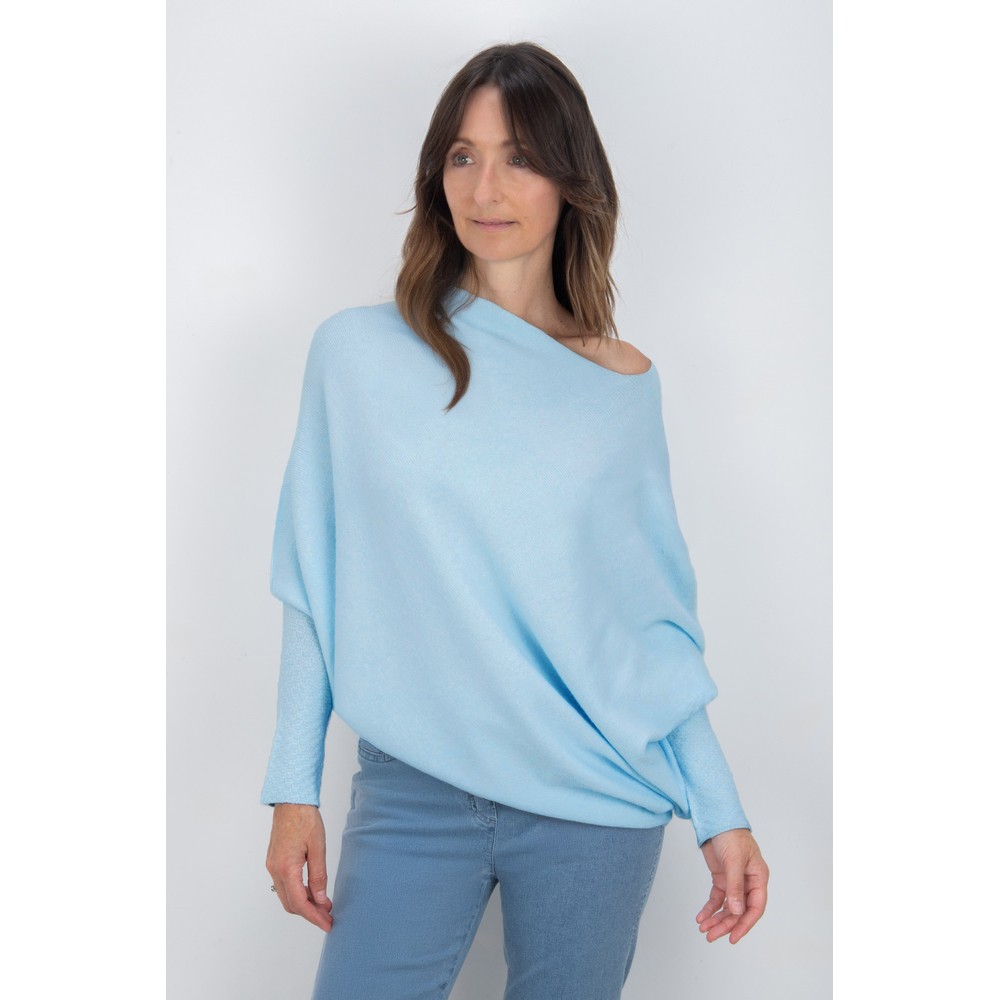 Amazing Woman Emilie Crystal Blue Asymmetric Draped Jumper Crystal Blue