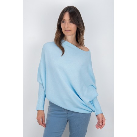 Amazing Woman Emilie Crystal Blue Asymmetric Draped Jumper - Blue